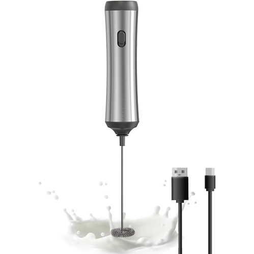 Mousseur à lait portatif, mousseur à lait rechargeable par USB, mousseur à lait portatif réglable pour le chocolat chaud, cappuccinos, laits frappés,