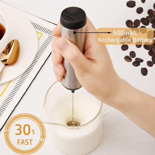 Handheld Milk Coffee Frother,USB-Rechargeable Hand Frother,Adjustable Handheld Milk Frother for Hot Chocolate, Cappuccinos, Milkshakes, Egg Mix,