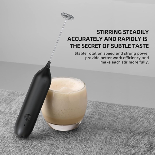 Milk Frother Handheld Rechargeable Milk Foamer, Electric Mini Drink Mixer with Stainless Steel Whisk for Cappuccino, Coffee, Lattes, Frappe, Matcha