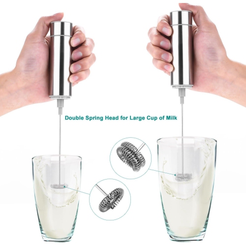Mousseur à lait portatif, machine à mousse, machine électrique à piles en mousse, mélangeur à boisson portatif avec fouet en acier inoxydable de 2 oz