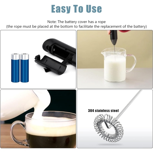 Electric Milk Frother,Handheld Automatic Foam Maker,Milk Frother Whisk,Matcha Whisk for Coffee,Latte,Matcha, Hot Chocolate, Battery Powered