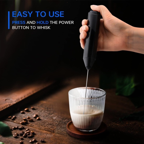 Milk Frothers Handheld Electric with High Power 14000 RPM Motor, Mixer with Food Grade Stainless Steel Stirring Head, Mini Foamer Whisk for Coffee,