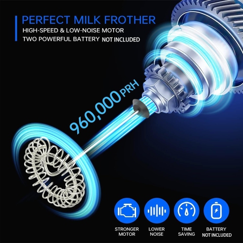 Milk Frothers Handheld Electric with High Power 14000 RPM Motor, Mixer with Food Grade Stainless Steel Stirring Head, Mini Foamer Whisk for Coffee,
