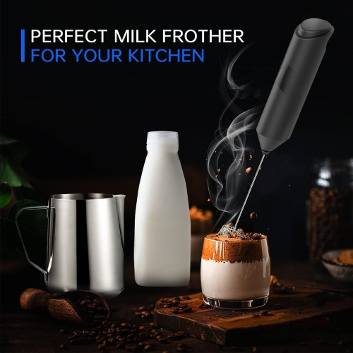 Milk Frothers Handheld Electric with High Power 14000 RPM Motor, Mixer with Food Grade Stainless Steel Stirring Head, Mini Foamer Whisk for Coffee,
