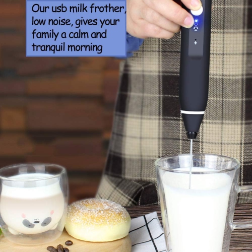 USB Rechargeable Milk Frother Handheld Multi-functional Electric Foam Maker with 2 Stainless Whisks,Mini 3-Speed Adjustable Mini Milk Foamer for
