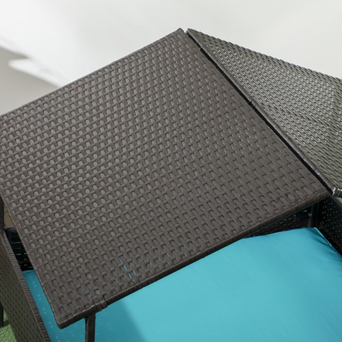 PawHut Rattan Dog House Outdoor with Shade Canopy, Elevated Wicker Dog Bed with Soft Cushion Washable Cover, for Medium Large Dogs, Blue