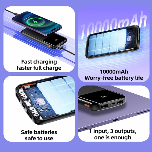 Chargeur portable portatif USB double à écran numérique 10000 mAh T-D08 de TRANYOO