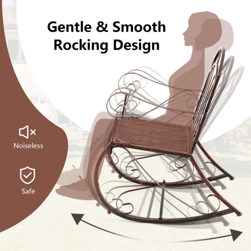 Gymax Set of 2 Outdoor Steel Rocking Chair Elegant Patio Seating Chair Rocker Antique Copper