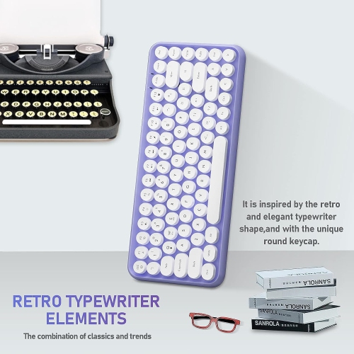 Wireless Bluetooth Typewriter Keyboard Portable Mini 84-Key Keyboard Compatible with Android, Ipad, Windows, PC, Tablet, for Home and Office