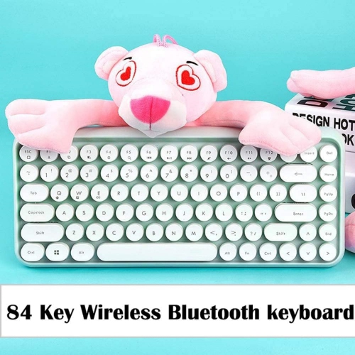 Wireless Bluetooth Typewriter Keyboard Portable Mini 84-Key Keyboard Compatible with Android, Ipad, Windows, PC, Tablet, for Home and Office