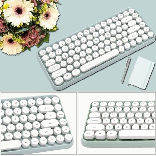 Wireless Bluetooth Typewriter Keyboard Portable Mini 84-Key Keyboard Compatible with Android, Ipad, Windows, PC, Tablet, for Home and Office