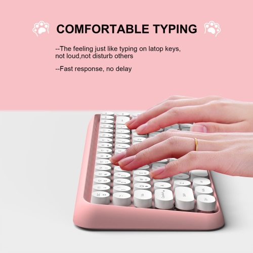 Wireless Bluetooth Typewriter Keyboard Portable Mini 84-Key Keyboard Compatible with Android, Ipad, Windows, PC, Tablet, for Home and Office