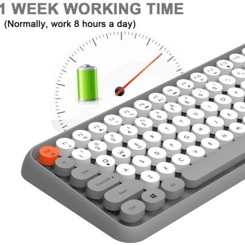 Wireless Bluetooth Typewriter Keyboard Portable Mini 84-Key Keyboard Compatible with Android, Ipad, Windows, PC, Tablet, for Home and Office