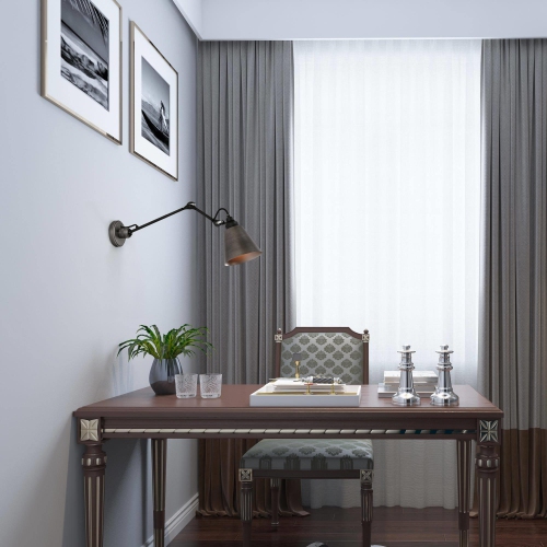 Modern Brushed Black Wall Light,1-Light Farmhouse Kitchen Plug-In or Hardwired Swing Arm Wall Lamp