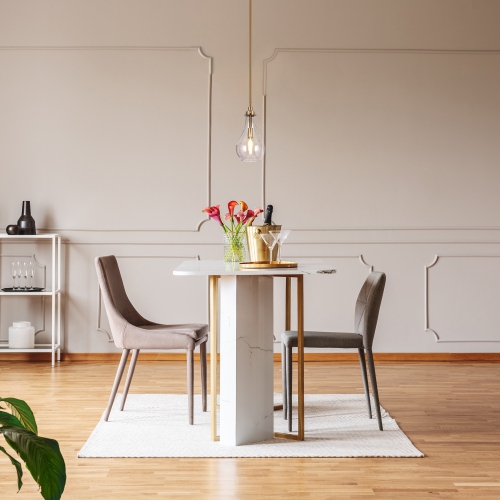 Modern Kitchen Island Pendant Light 1-Light Plating Brass Hanging Bedroom Pendant Light with Clear Teardrop Glass shade