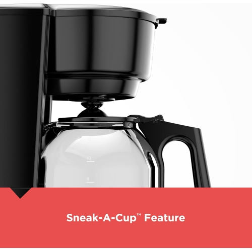 12-Cup Coffee Maker with Easy On/Off Switch, Easy Pour, Non-Drip Carafe with Removable Filter Basket, Black
