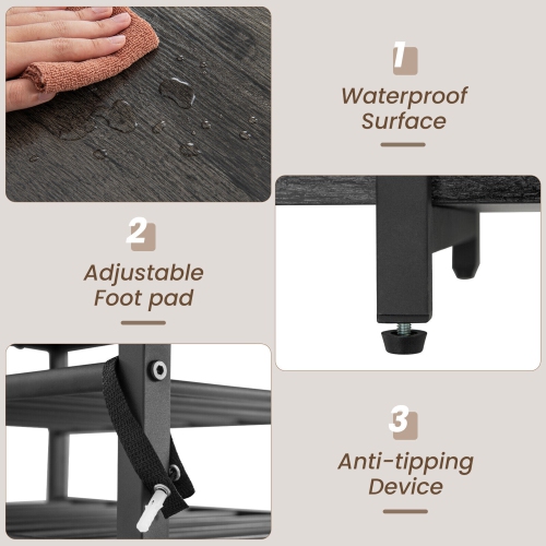 Gymax 3 Tier Wine Bar Cabinet with Storage Shelves Glass Holders Bottle Racks