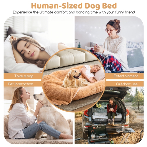 Gymax 68'' x 46'' x 10'' Human Dog Bed Orthopedic Dog Bed w/ Soft Blanket
