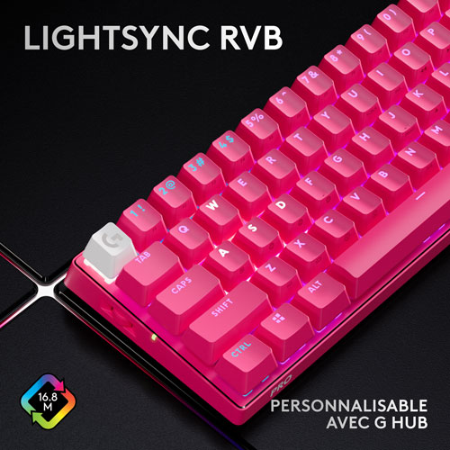 Logitech PRO X 60 LIGHTSPEED Wireless Backlit Mechanical GX Optical Linear Gaming Keyboard - Magenta - En