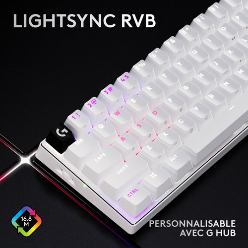 Clavier de jeu sans fil rétroéclairé à touches linéaires optiques GX PRO X 60 LIGHTSPEED de Logitech - Blanc - Anglais
