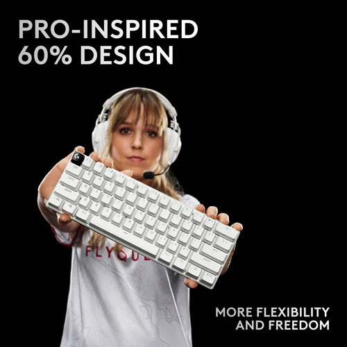 Clavier de jeu sans fil rétroéclairé à touches linéaires optiques GX PRO X 60 LIGHTSPEED de Logitech - Blanc - Anglais