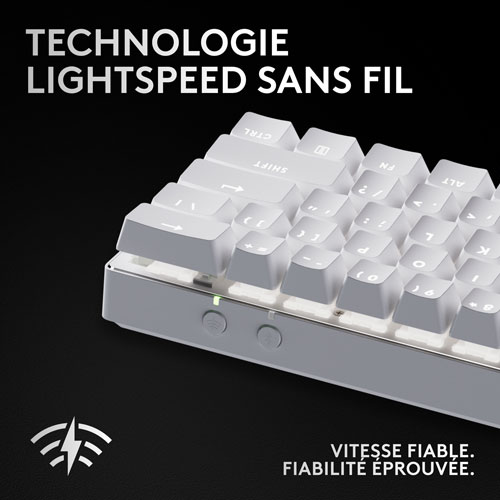 Clavier de jeu sans fil rétroéclairé à touches linéaires optiques GX PRO X 60 LIGHTSPEED de Logitech - Blanc - Anglais