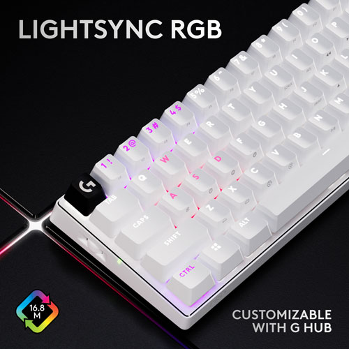 Clavier de jeu sans fil rétroéclairé à touches linéaires optiques GX PRO X 60 LIGHTSPEED de Logitech - Blanc - Anglais