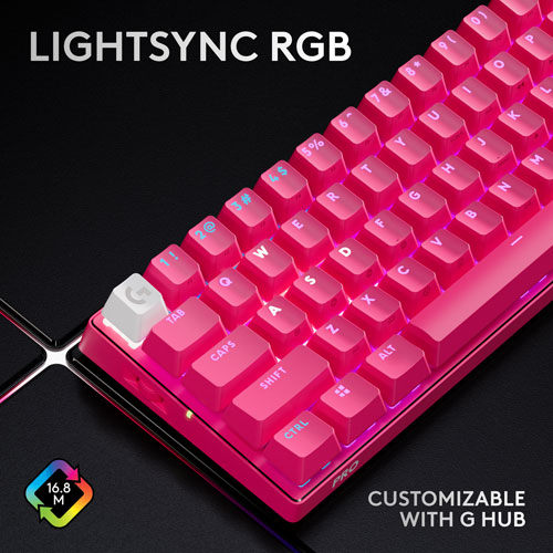 Logitech PRO X 60 LIGHTSPEED Wireless Backlit Mechanical GX Optical Tactile Gaming Keyboard - Magenta - En