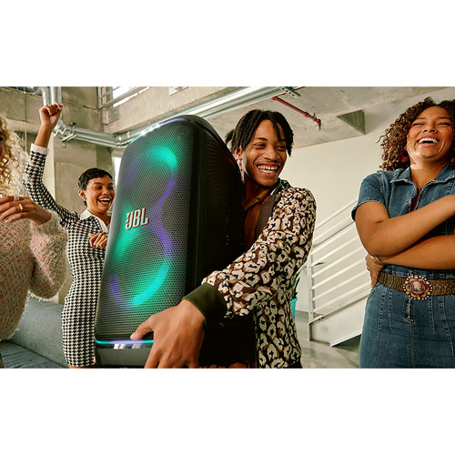 Haut-parleur sans fil Bluetooth résistant aux éclaboussures Partybox Stage 320 de JBL - Noir