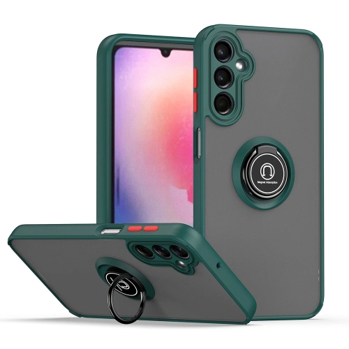 [CSmart] Rubberized Hybrid Magnetic Armor Case with Ring Holder for Samsung Galaxy A15 5G, Midnight Green