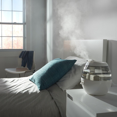 Humidificateur ultrasonique à vapeur froide MistMate™ de Honeywell, blanc, avec commande de vapeur réglable, arrêt automatique, fonctionnement