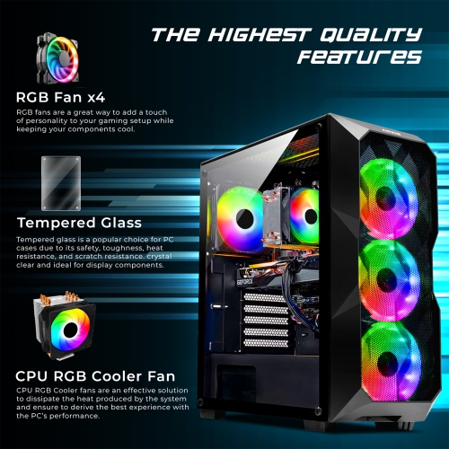 AQVIN Gaming PC AQB70 Tower Desktop Computer System | GeForce RTX 3050 6GB GDDR6 HDMI | Intel i7 Quad-Core Processor | 32GB DDR4 RAM | 1TB SSD |