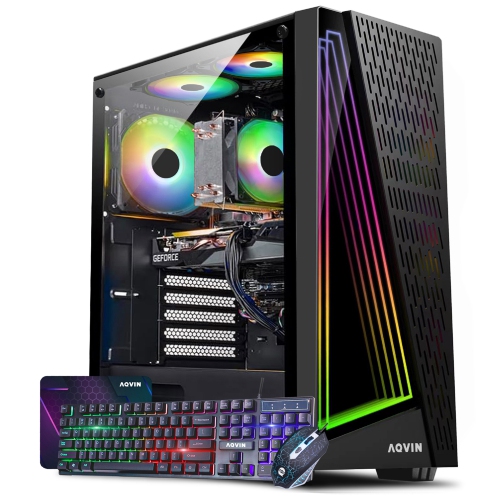 AQVIN  Gaming PC Aq50 Desktop Tower Computer System | Geforce Rtx 3050 6GB Gddr6 HDMI | Intel I7 Quad-Core Processor | 32GB Ddr4 Ram | 1Tb SSD