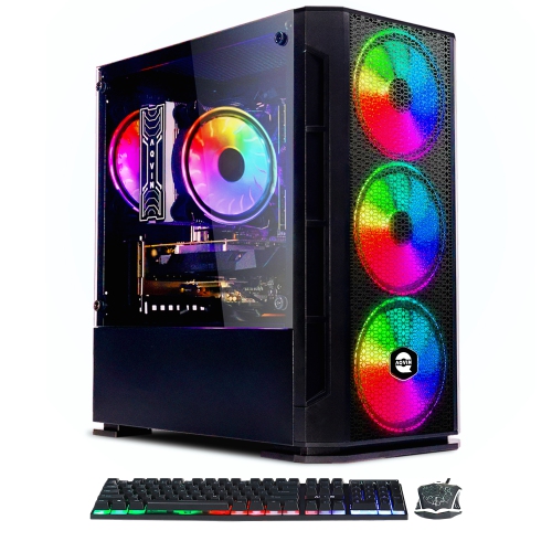AQVIN AQ10 Tower Gaming PC Windows 10 Pro Desktop Computer, GeForce RTX 3050 6GB GDDR6, Intel i7 Quad-Core Processor, 32GB DDR4 RAM, 2TB SSD, RGB