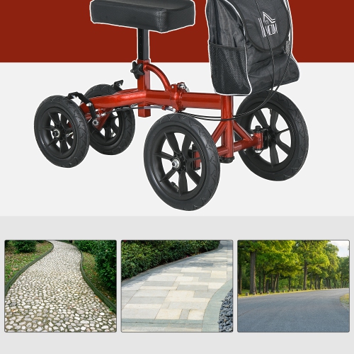 HOMCOM – Walkers pour genou, trottinette repliable Steerable Medical pour genou, béquille de rechange avec système de freinage, sac de rangement pour