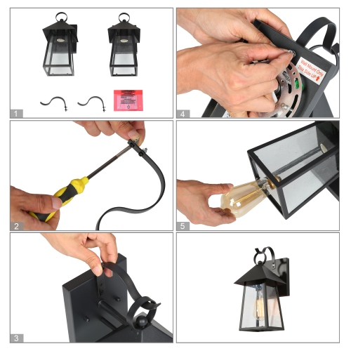 Farmhouse Cage Black Outdoor Wall Light 1-Light Industrial Outdoor Wall Sconce Light with Seeded Glass Shade 1-Pack