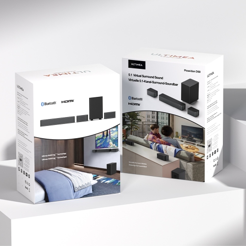 ULTIMEA 5.1 Surround Sound Bar, Peak Power 320W, 3D Surround Sound System Sound Bars for TV with Subwoofer and Rear Surround Speakers,Poseidon D50