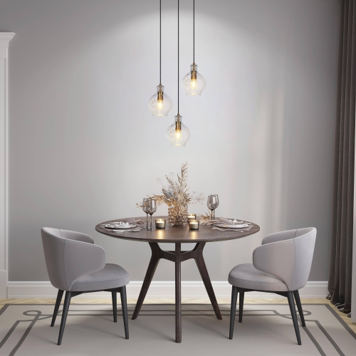 Globe Pendant Light, Satin Copper and Matte Black with Glass Modern/Contemporary Clear Glass Teardrop LED Mini Hanging Pendant Light