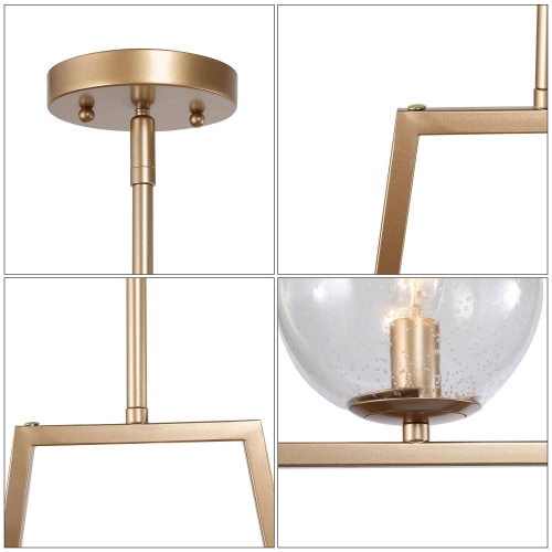Modern Kitchen Island Pendant Light, Brass Gold and Globe Glass Modern/Contemporary Clear Glass Globe LED Mini Hanging Pendant Light