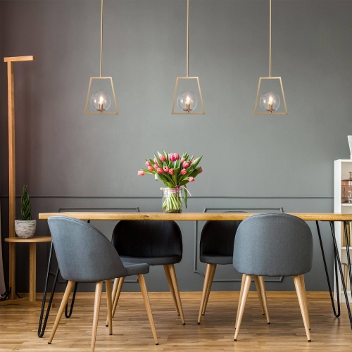 Modern Kitchen Island Pendant Light, Brass Gold and Globe Glass Modern/Contemporary Clear Glass Globe LED Mini Hanging Pendant Light