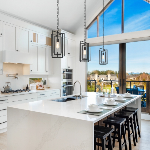 Black Kitchen Island Light, Matte Black with Geometric Modern/Contemporary Geometric LED Hanging Kitchen Island Light