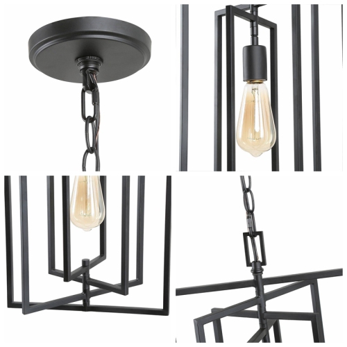 Black Kitchen Island Light, Matte Black with Geometric Modern/Contemporary Geometric LED Hanging Kitchen Island Light