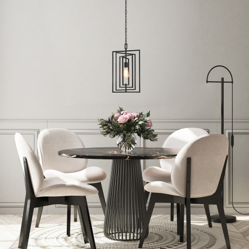 Black Kitchen Island Light, Matte Black with Geometric Modern/Contemporary Geometric LED Hanging Kitchen Island Light