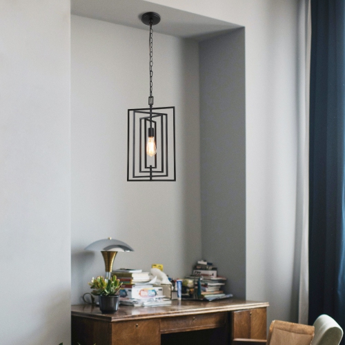 Black Kitchen Island Light, Matte Black with Geometric Modern/Contemporary Geometric LED Hanging Kitchen Island Light