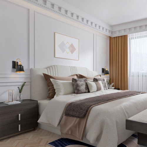 Black Bathroom Vanity Light, 5.9-in 1-Light Black and Brass Gold with Metal Cone Shade LED Modern/Contemporary Vanity Light