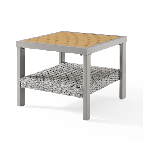 SONGMICS HOME  Sencillo Collection - Small Coffee Table, Patio Side Table, Square, \w Storage, Modern And Transitional Style, Synthetic Pe Rattan