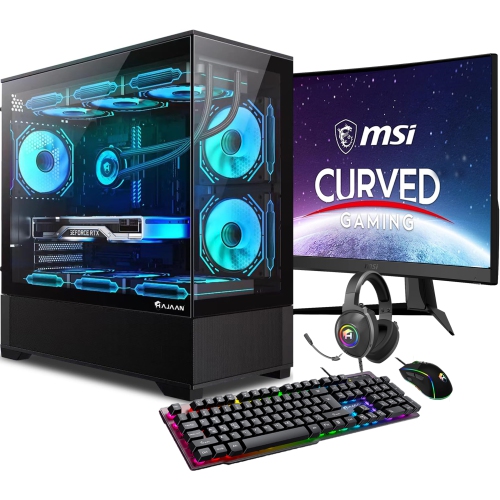 HAJAAN Gaming PC Tower Desktop - MSI 27" Curved Gaming Monitor, 180Hz - RTX 5060 Ti 8GB - Intel Core i9-12900K - 32GB DDR4 RAM - 1TB NVMe SSD - Wifi