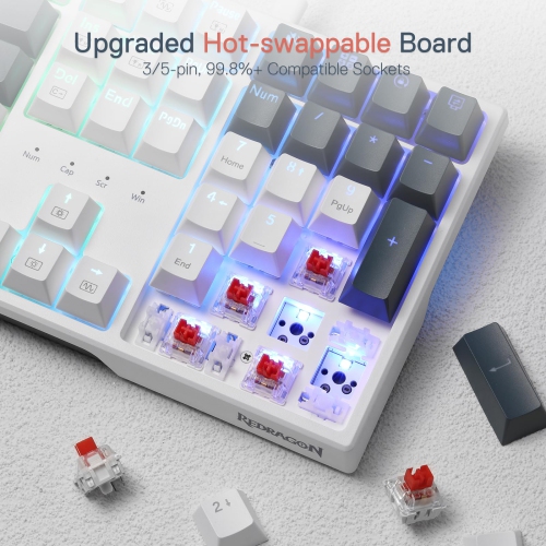 Redragon K668 RGB Gaming Keyboard, 104 Keys + Extra 4 Hotkeys Wired Mechanical Keyboard w/Sound Absorbing Foams, Upgraded Hot-swappable Socket, Mixed