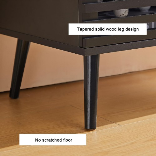 Storage Cabinet, Buffet Sideboard Wood Cabinet with 3 Hollow Doors, Open Storage Shelves for Home, Living Room, Bedroom, Office