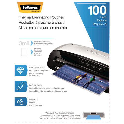 Fellowes 9"x11.5" Thermal Laminating Pouches - 3 mil - 100 Pack